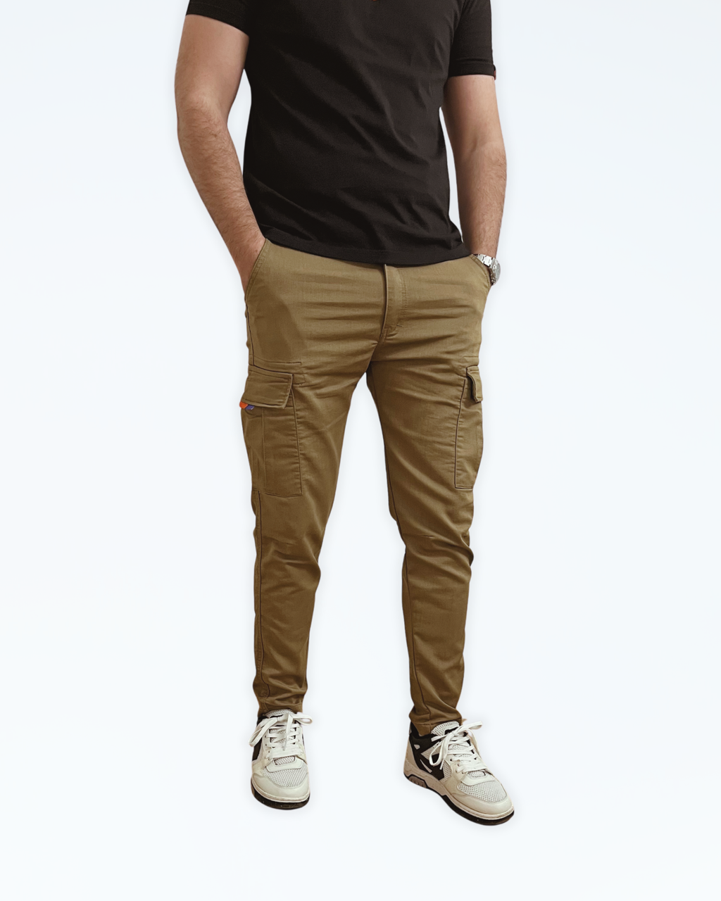 CP3001 SLIM-FIT KHAKI CARGO PANTS